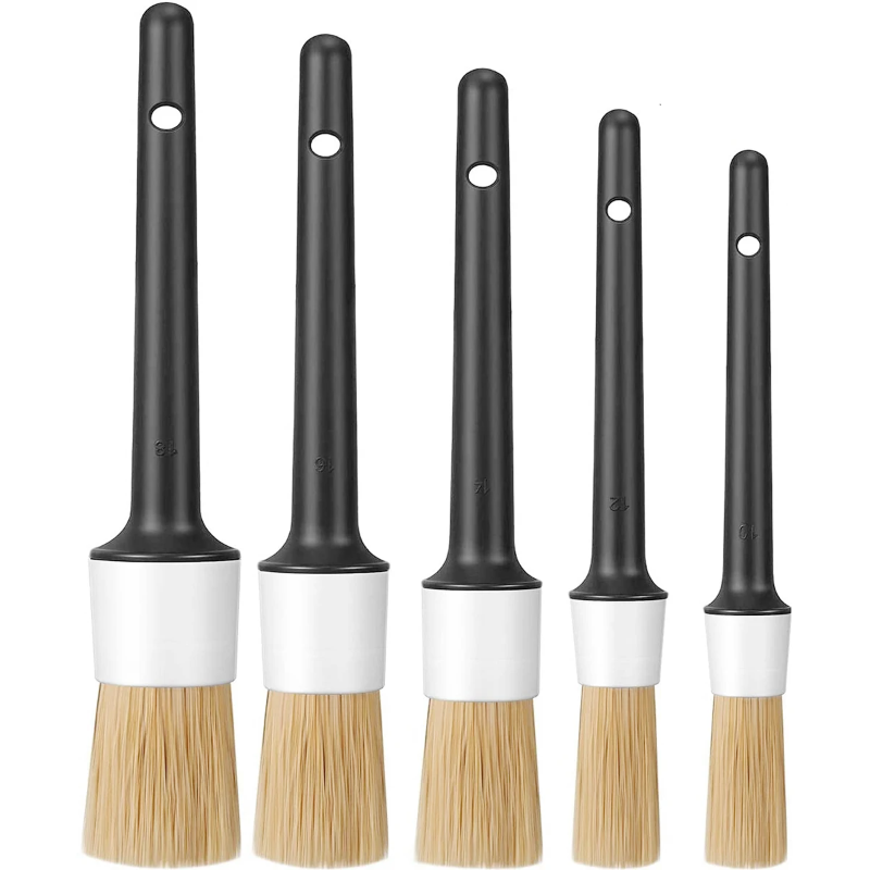 Interior Detailing Kit - 5-teiliges Set Weiche Wildschweinhaar-Bürsten für Autodetailing